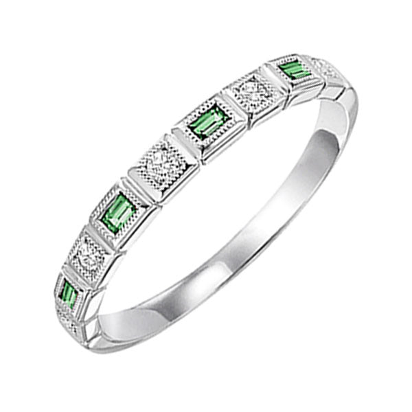 10k white gold stackable bezel emerald band (1/10 ct. tw.)