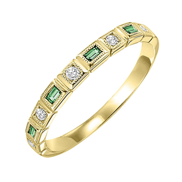 10k yellow gold stackable bezel emerald band (1/10 ct. tw.)