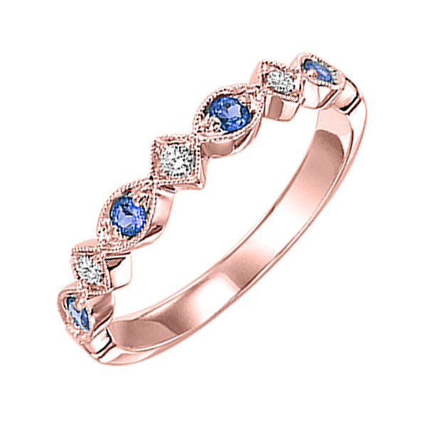 10k rose gold stackable prong sapphire band (1/20 ct. tw.)