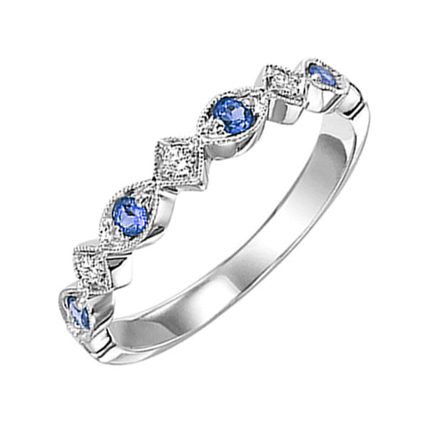 10k white gold stackable prong sapphire band (1/20 ct. tw.)