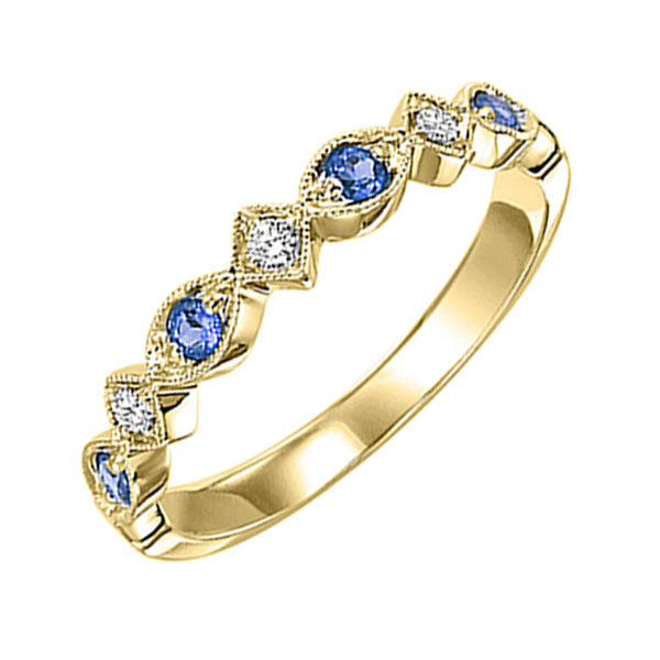 10k yellow gold stackable prong sapphire band (1/20 ct. tw.)