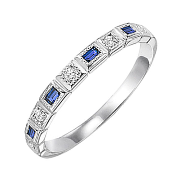 10k white gold stackable bezel sapphire band (1/15 ct. tw.)