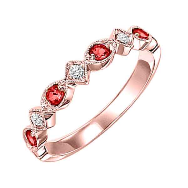 10k rose gold stackable prong ruby band (1/20 ct. tw.)