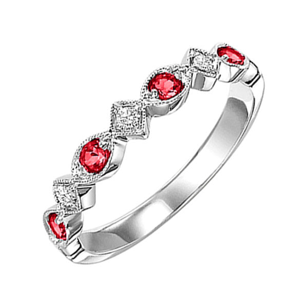 10k white gold stackable prong ruby band (1/20 ct. tw.)