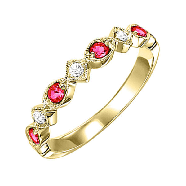 10k yellow gold stackable prong ruby band (1/20 ct. tw.)