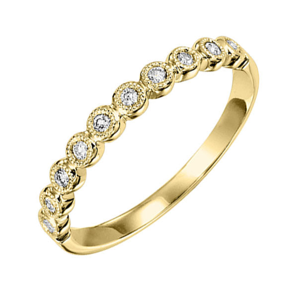 10k yellow gold stackable bezel diamond band (1/10 ct. tw.)