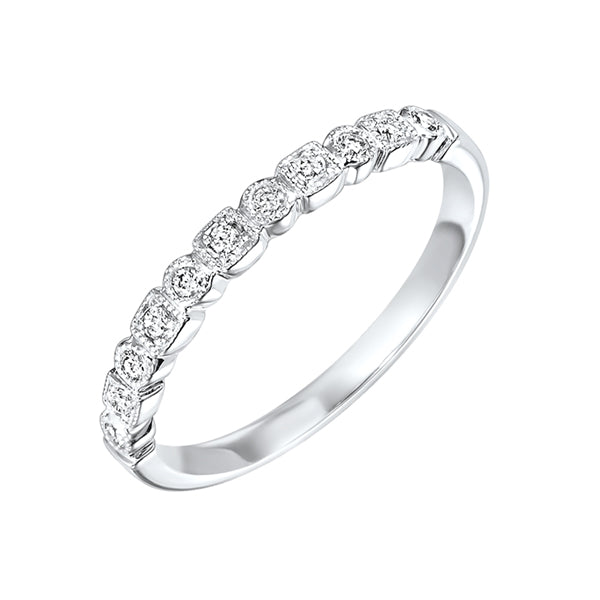 diamond geometric milgrain stackable band in 10k white gold