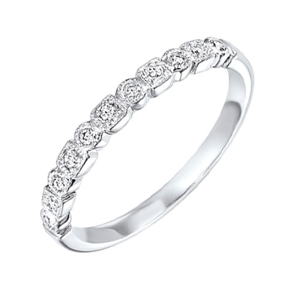 10kt white gold & diamond classic book stackable fashion ring  - 1/8 ctw