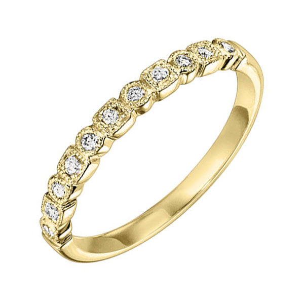 10k yellow gold stackable prong diamond band (1/8 ct. tw.)