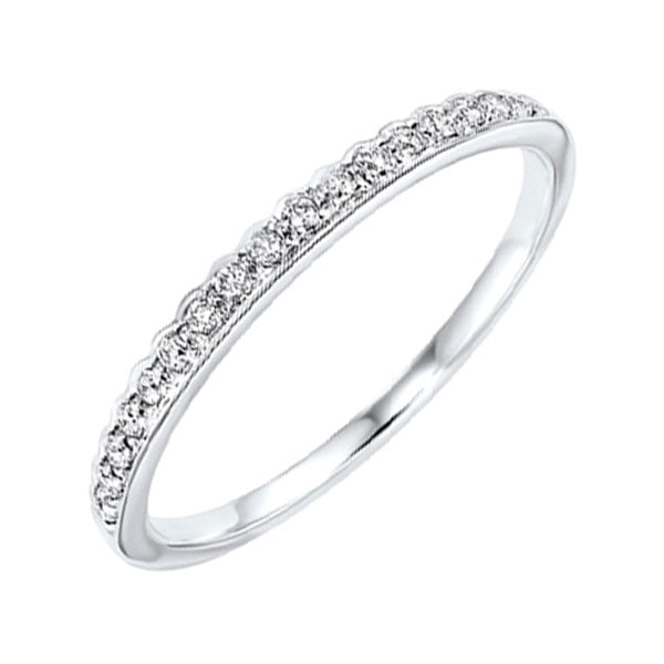 diamond 1/4 eternity asymmetrical stackable band in 10k white gold