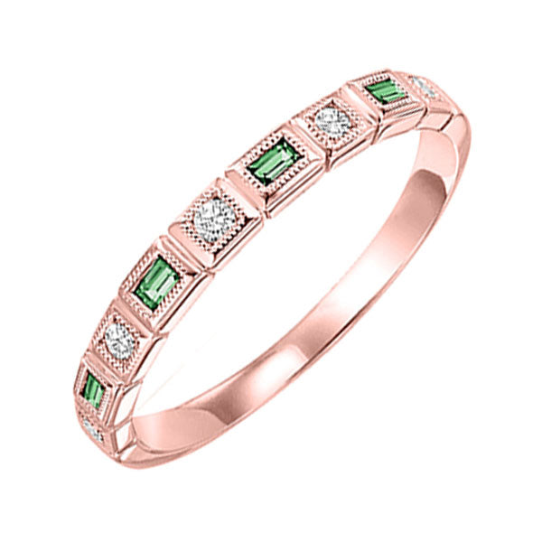 14k rose gold stackable bezel emerald band (1/10 ct. tw.)