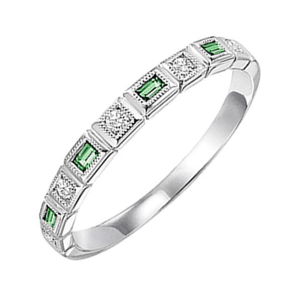 14k white gold stackable bezel emerald band (1/10 ct. tw.)