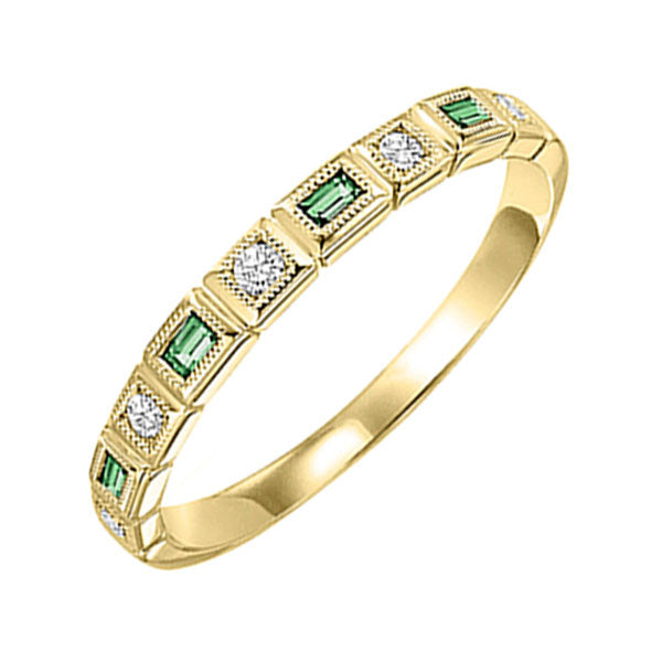 14k yellow gold stackable bezel emerald band (1/10 ct. tw.)