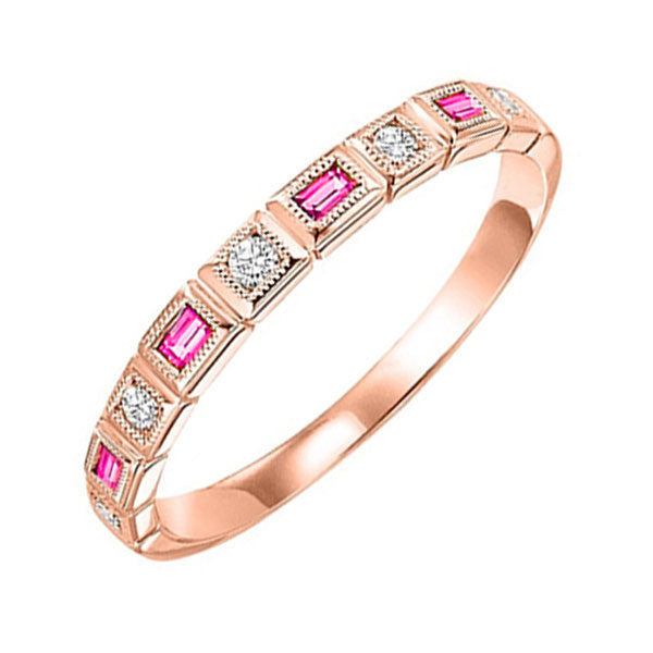 14k rose gold stackable bezel pink sapphire band