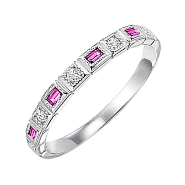 14k white gold stackable bezel pink sapphire band (1/10 ct. tw.)