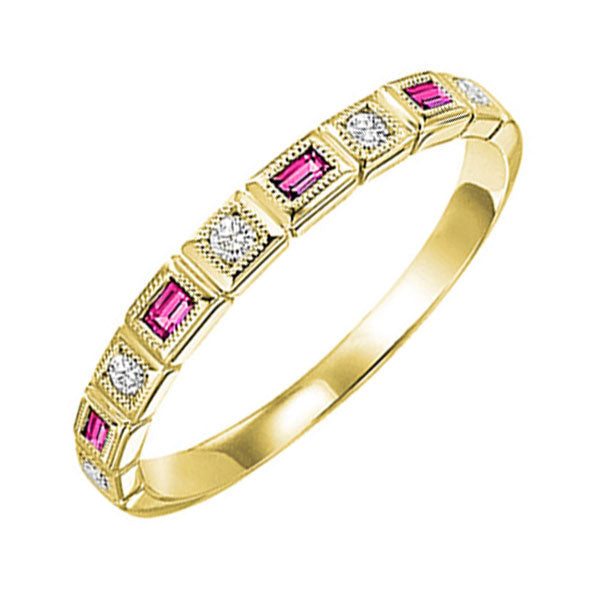 14k yellow gold stackable bezel pink sapphire band