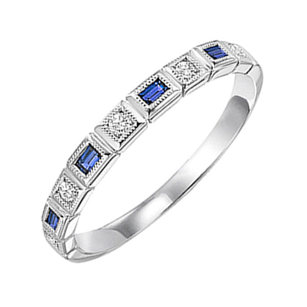 14k white gold stackable bezel sapphire band (1/12 ct. tw.)