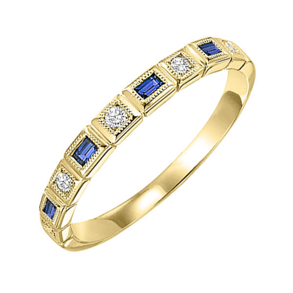 14k yellow gold stackable bezel sapphire band (1/12 ct. tw.)