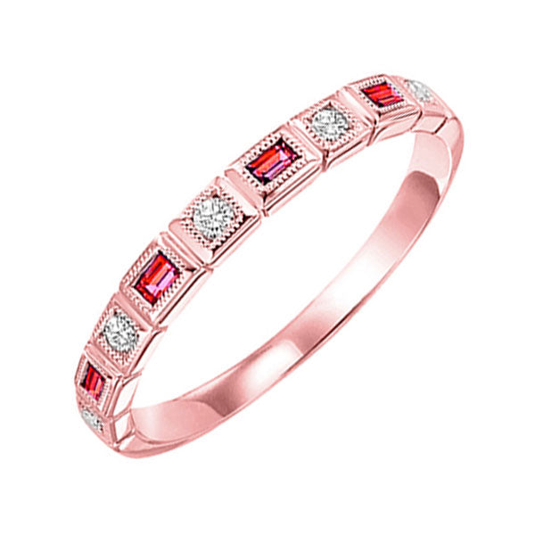 14k rose gold stackable bezel ruby band (1/10 ct. tw.)