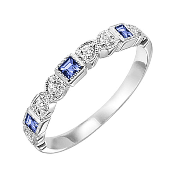 14k white gold stackable bezel sapphire band (1/10 ct. tw.)