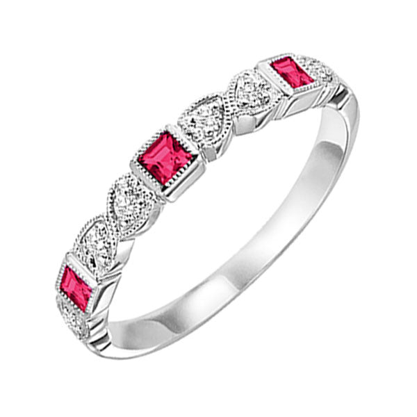 14k white gold stackable bezel ruby band (1/12 ct. tw.)