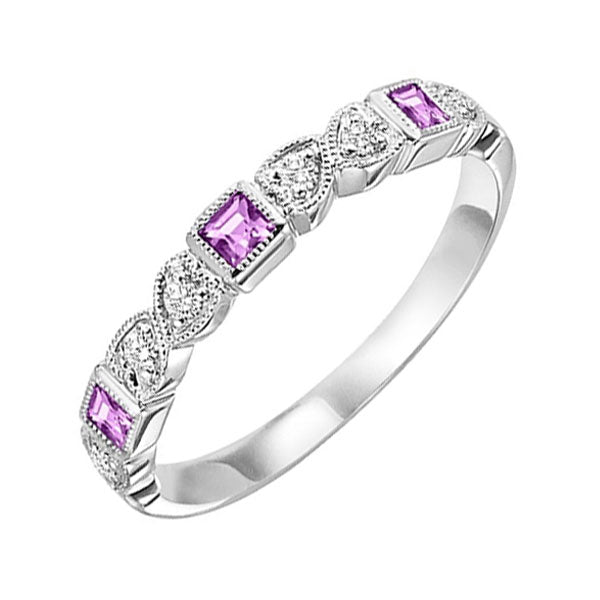 14k white gold stackable bezel pink sapphire band (1/10 ct. tw.)