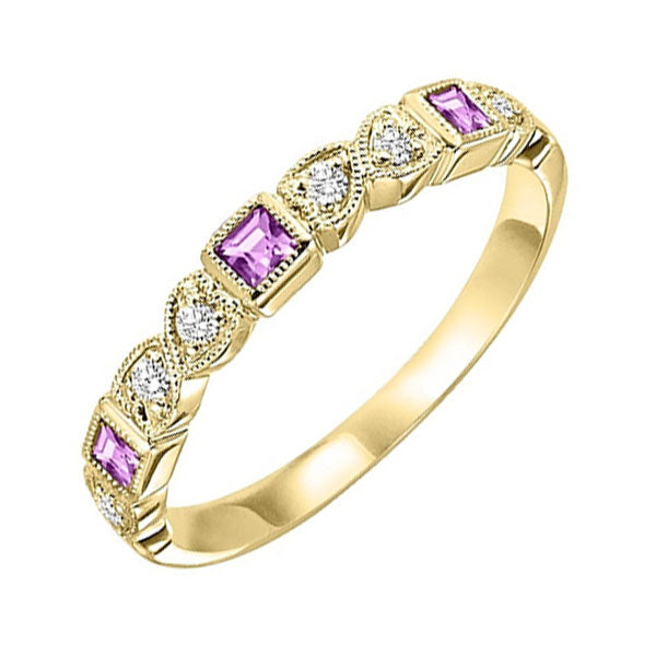 14k yellow gold stackable bezel pink sapphire band (1/10 ct. tw.)