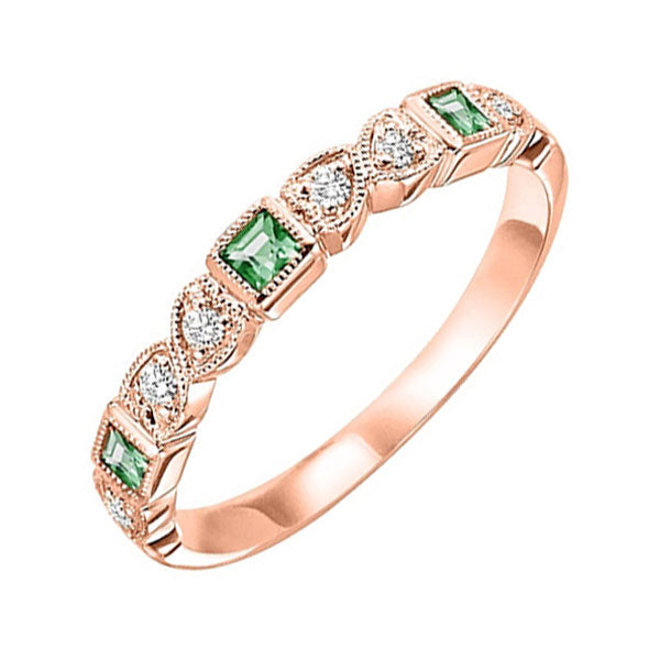 14k rose gold stackable bezel emerald band (1/12 ct. tw.)