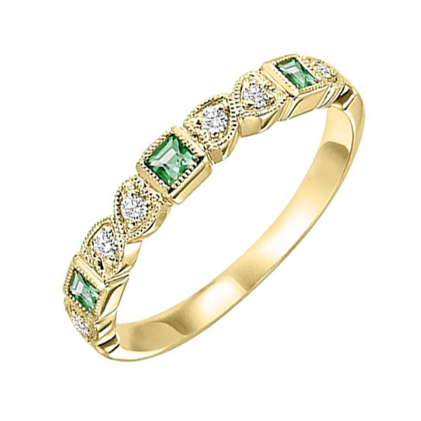 14k yellow gold stackable bezel emerald band (1/12 ct. tw.)