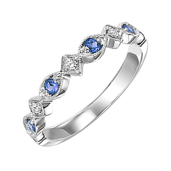 14k white gold stackable prong sapphire band (1/20 ct. tw.)