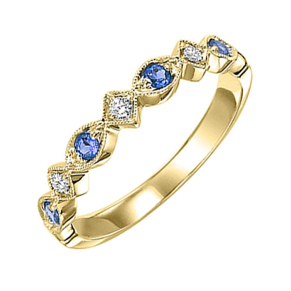 14k yellow gold stackable prong sapphire band (1/20 ct. tw.)