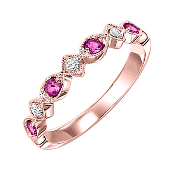 14k rose gold stackable prong ruby band