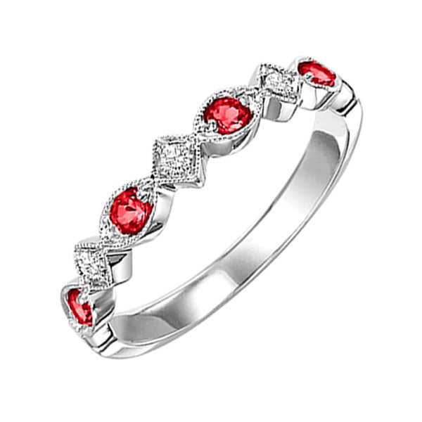 14k white gold stackable prong ruby band (1/20 ct. tw.)