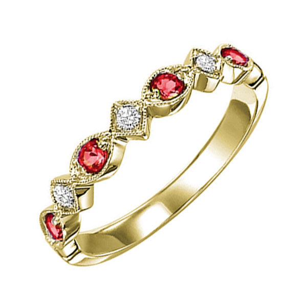 14k yellow gold stackable prong ruby band (1/20 ct. tw.)