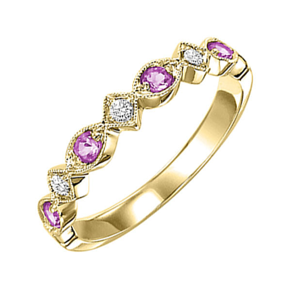 14k white gold stackable prong pink sapphire band (1/20 ct. tw.)