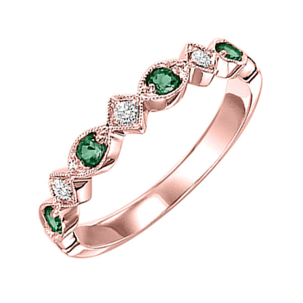 14k rose gold stackable prong emerald band (1/20 ct. tw.)