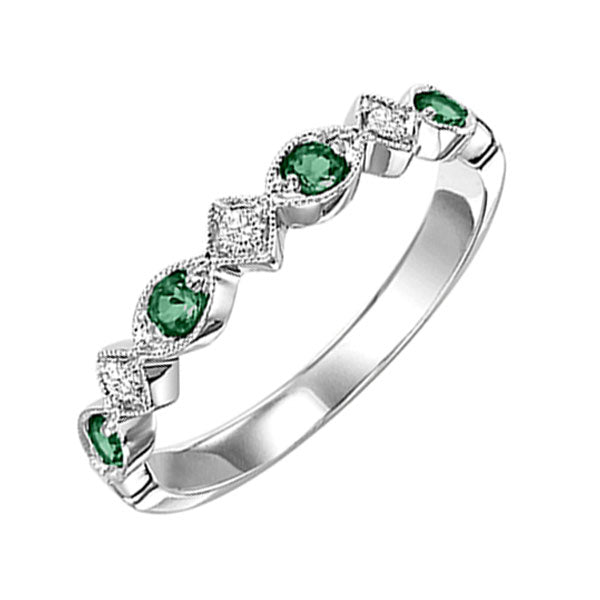 14k white gold stackable prong emerald band (1/20 ct. tw.)