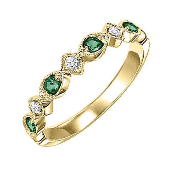 14k yellow gold stackable prong emerald band (1/20 ct. tw.)