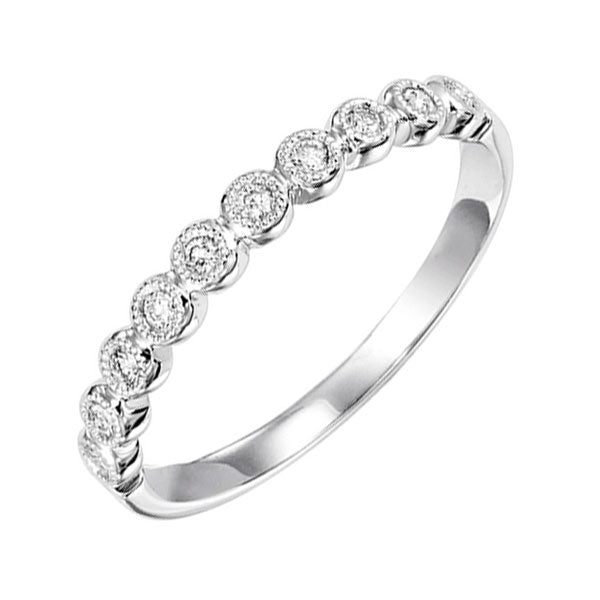 diamond 1/4 eternity bezel bubble stackable band in 14k white gold