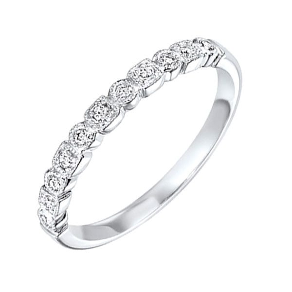 diamond geometric milgrain stackable band in 14k white gold