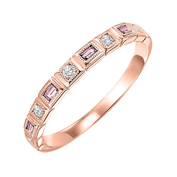 10k rose gold stackable bezel pink tourmaline band (1/10 ct. tw.)