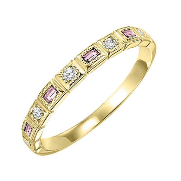 10k yellow gold stackable bezel pink tourmaline band (1/10 ct. tw.)