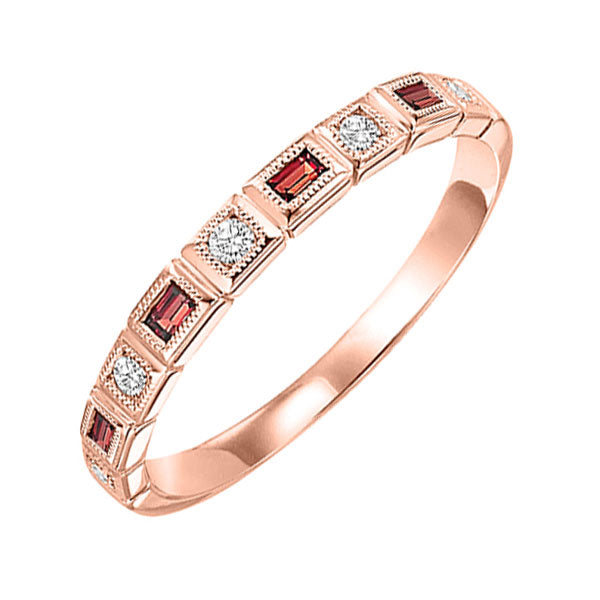 10k rose gold stackable bezel garnet band