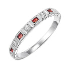 10k white gold stackable bezel garnet band (1/12 ct. tw.)