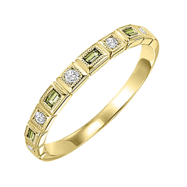 10k yellow gold stackable bezel peridot band (1/10 ct. tw.)