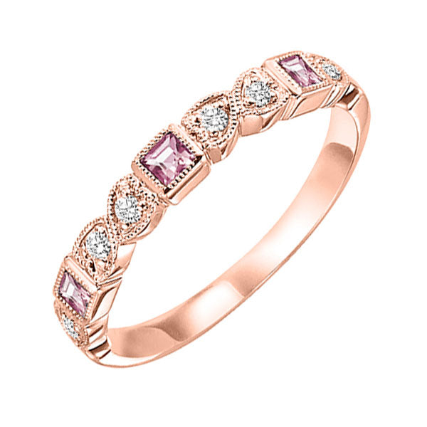 10k rose gold stackable bezel pink tourmaline band (1/10 ct. tw.)