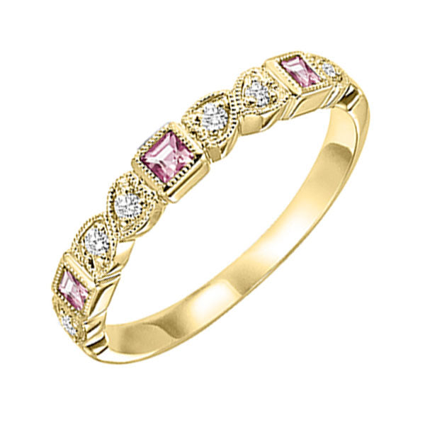 10k yellow gold stackable bezel pink tourmaline band (1/10 ct. tw.)