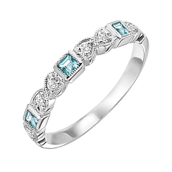 10k white gold stackable bezel blue topaz band (1/10 ct. tw.)