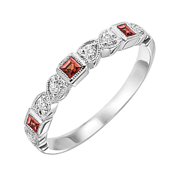 10k white gold stackable bezel garnet band (1/10 ct. tw.)