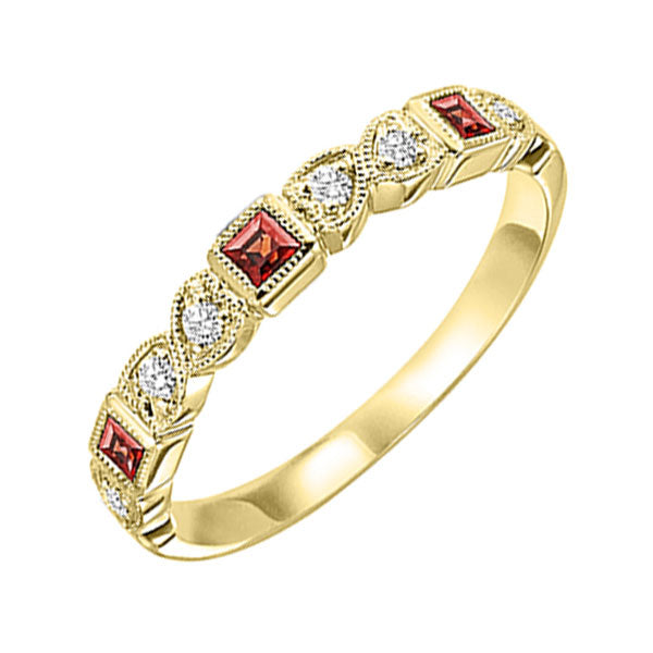 10k yellow gold stackable bezel garnet band (1/10 ct. tw.)